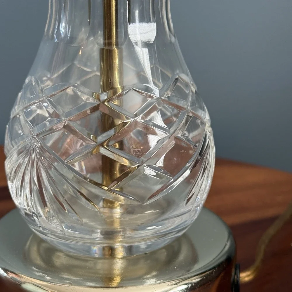 Vintage Cut Glass‎ Accent Lamp Brass-Plated Base 9.5